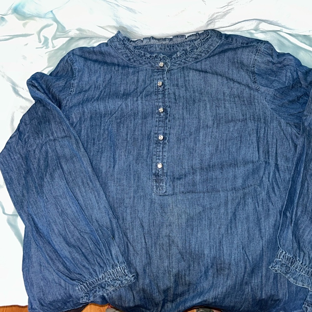 Talbots Denim Shirt with sparkly buttons. Classic denim at it’s prettiest.